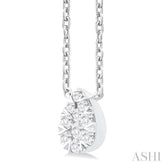 1/10 ctw Lovebright Petite Pear Shape Round Cut Diamond Fashion Pendant With Chain in 10K White Gold